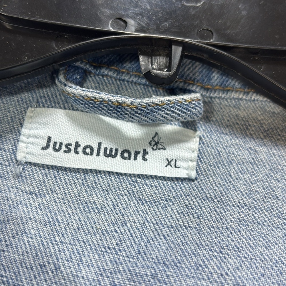 Justalwart trucker denim jacket viscose blended button down coat XL - Picture 11 of 15